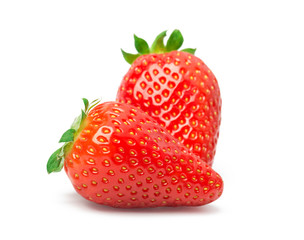 ripe strawberries on a white background
