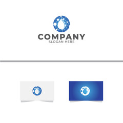 Fototapeta premium Water Drop Technology Logo Design Vector Template
