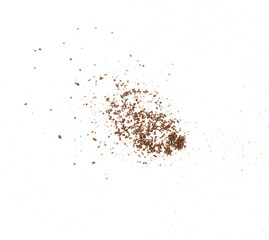 Fototapeta na wymiar Coffee bean splash broken craked crushed isolated on white background top view food object design