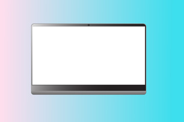 Mockup of a laptop with a white screen, vector illustration.