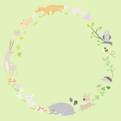 シンプルな森の動物のフレーム