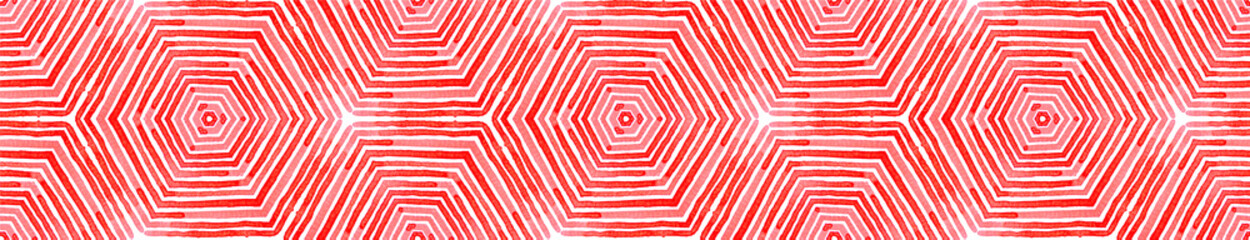 Pink red Seamless Border Scroll. Geometric Waterco