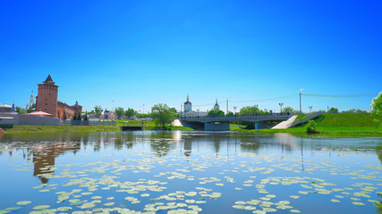 Fototapeta na wymiar summer panorama of the Kolomna Kremlin