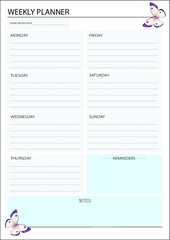 Printable weekly planner vector design.