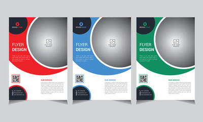 Business flyer design. Multipurpose template with cover, red, blue, green color ,shape design, size A4