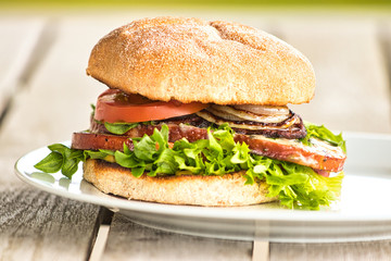 hamburger on a plate