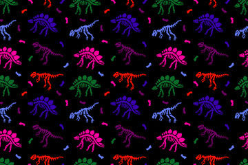 Seamless pattern with dinosaurs. © keykitty