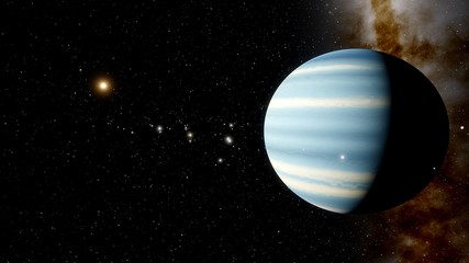 gas giant in space, Jupiter-like planet, Neptune-like planet 3d render