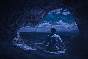 Cave meditation at night