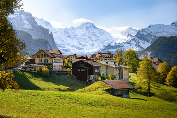 Mountain village Wengen in Switzerland