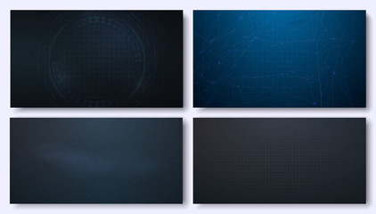 Grids for a virtual futuristic interface. These patterns are great for background texture or building blocks for an interface. Electronic grid for futuristic user system. ( HUD, GUI, VFX )