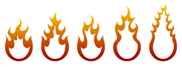 Set of fire signs in vector.