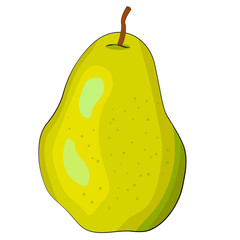 Yellow bright pear. Isolated cartoony pear.