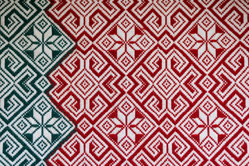 Green and red knit texture handmade seamless pattern.