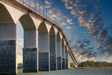 Image of bridge between Kalmar and island of Oland in Sweden with cloudy sky © bzzup