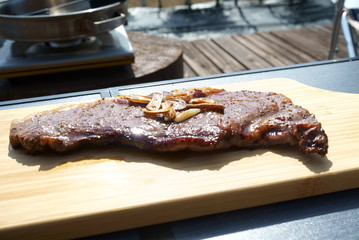 Baking sirloin steaks for camping meals