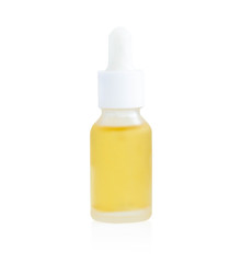 Cannabis or marijuana oil with green leaf plant on white background, health care and medical concept