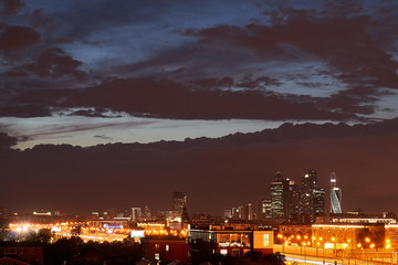 Fototapeta premium Night cityscape Moscow. Overlooking Moscow City.