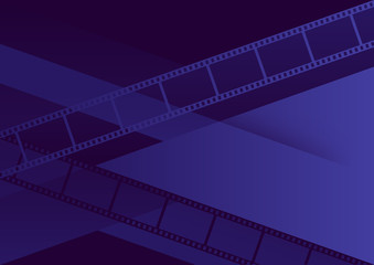 Horizontal blue cinema template with films and abstract textured background. 