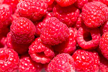 Details of ripe red raspberries