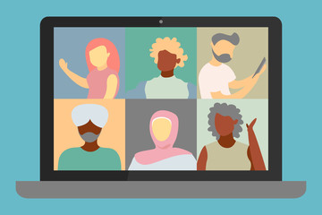 Illustrations flat design of video conference.