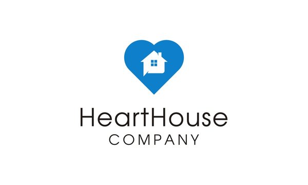 simple minimalist heart house logo design