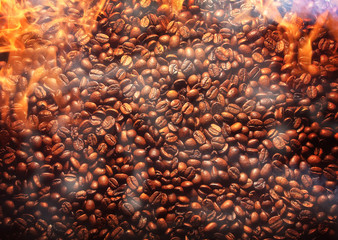 roasting delicious aromatic coffee