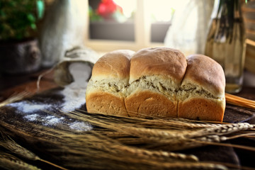 Delicious wheat bread pastries and rolls for breakfast