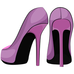 vector illustration, women's pink shoes, wardrobe item, isolate on a white background