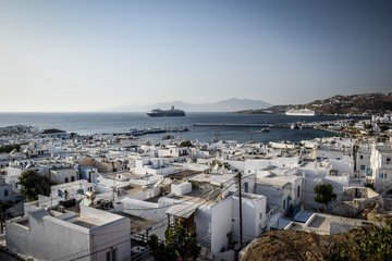 Fototapeta na wymiar Mykonos Island in Greece is one of the most popular tourists destinations for those seeking Meditteranean spirit.