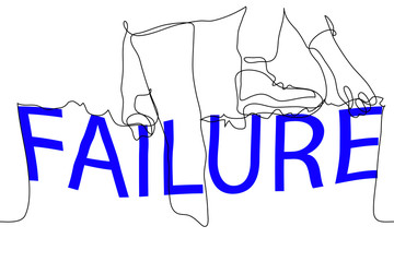 Drawing of a man who climbs through the wall from the word 