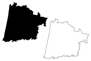 Landes Department (France, French Republic, Nouvelle-Aquitaine region) map vector illustration, scribble sketch Lanas map