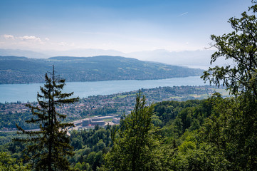 Fototapeta na wymiar Vistas panoramicas desde la cima del monte Uetliberg en Zurich Suiza