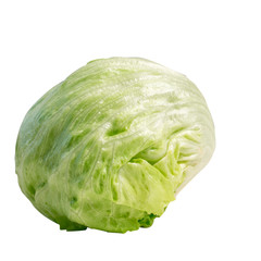 round iceberg salad on a white background, isolate