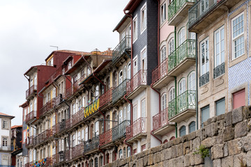 Fototapeta premium Colorful houses in Ribeira District old town of Porto in Portugal