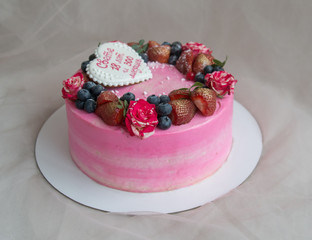 birthday cake with strawberries