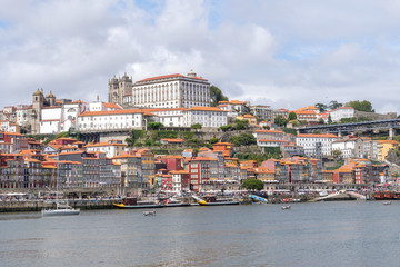 Porto, Portugal - 23 June, 2019: Old City of Porto on Douro River at sunny day