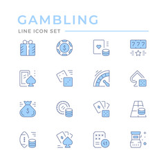 Set color line icons of gambling