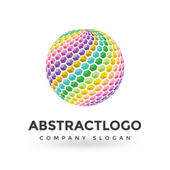 Colorful 3d Circle world Logo Icon Vector Template elements, Modern, Corporate, Modern, Unique, Abstract shape