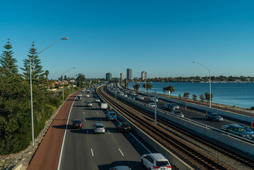 The perth freeway in the afternoon