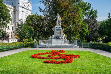 Wolfgang Amadeus Mozart Statue in Vienna Wien, Austria.