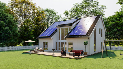 House with Solar Panel on roof