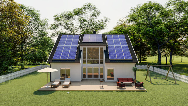 House with Solar Panel on roof