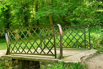 Petit pont métallique en forêt