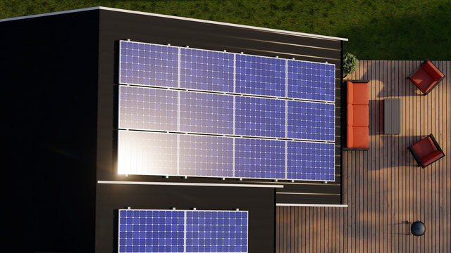 House with Solar Panel on roof