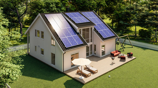 House with Solar Panel on roof