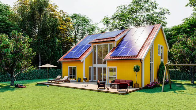 House with Solar Panel on roof