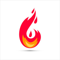 Vector flame icon. Simple illustration of red hot fire. Flat style.
