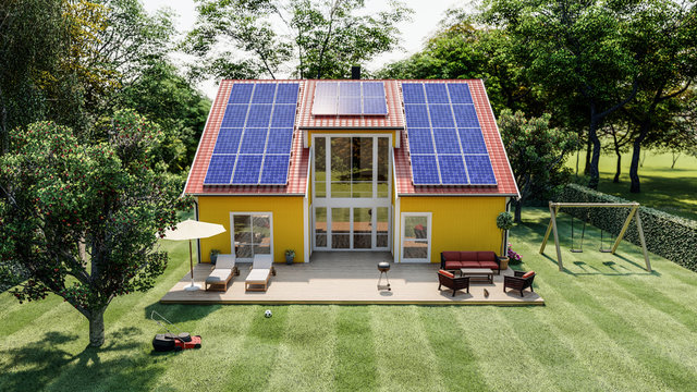 House with Solar Panel on roof
