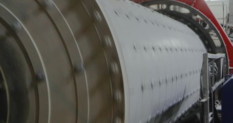 Industrial mill, ball mill, mill at the factory, grinding with metal balls